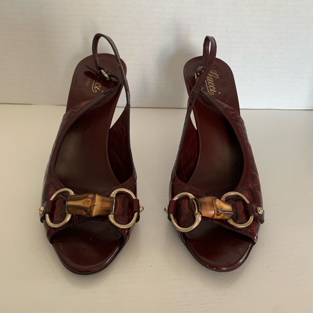 Gucci Alligator Sling Back Heels